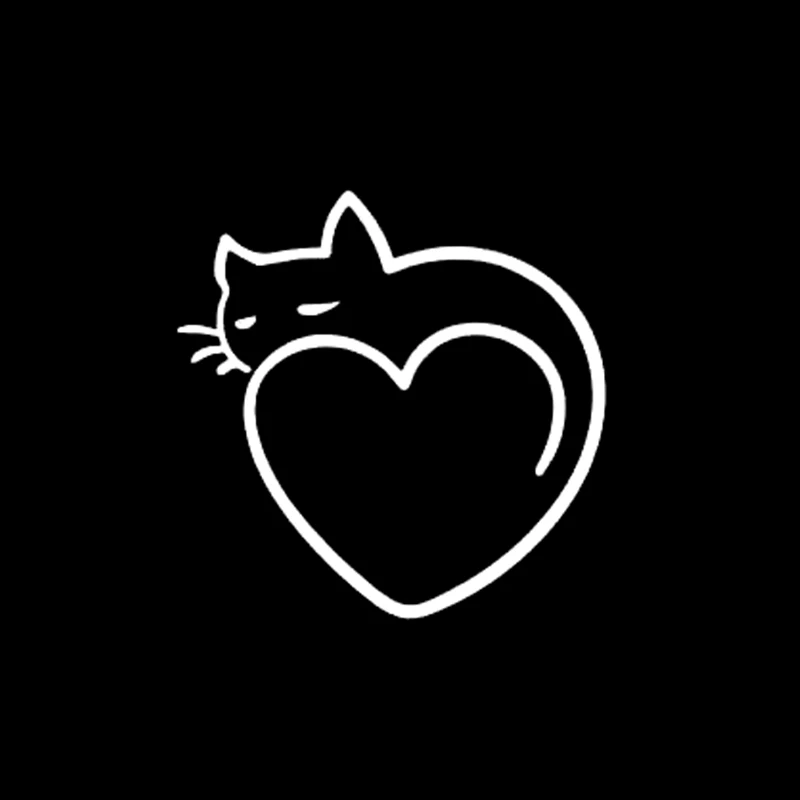 YJZT 11,5 см* 11,5 см сердце искусство кошка автомобиль виниловые наклейки, переводной рисунок черный серебряный C10-02403