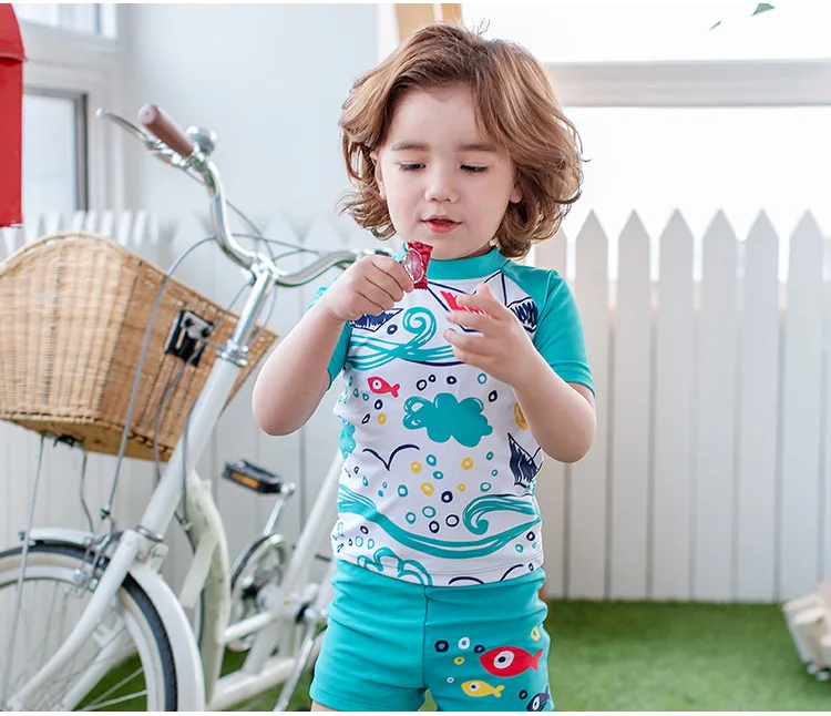 Roupa de Banho dos Miúdos Meninos Maiô Duas Peças Rash Guards Natação Troncos Nadar Conjunto Proteção Solar uv Crianças Maiôs 34 High Quality Mamãe e Bebê