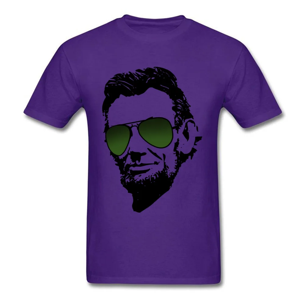 Normal Cool Abe Lincoln in aviators Men T-Shirt Fashionable Lovers Day Short Sleeve Crew Neck Cotton Tops & Tees Tee Shirt Cool Abe Lincoln in aviators purple