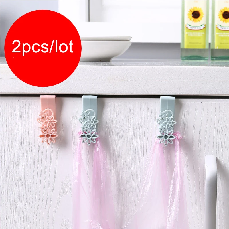 

2PCS/lot Hanging clothes hanger kitchen trash bags from nail door creative back hook behind the door hanging clothes rack