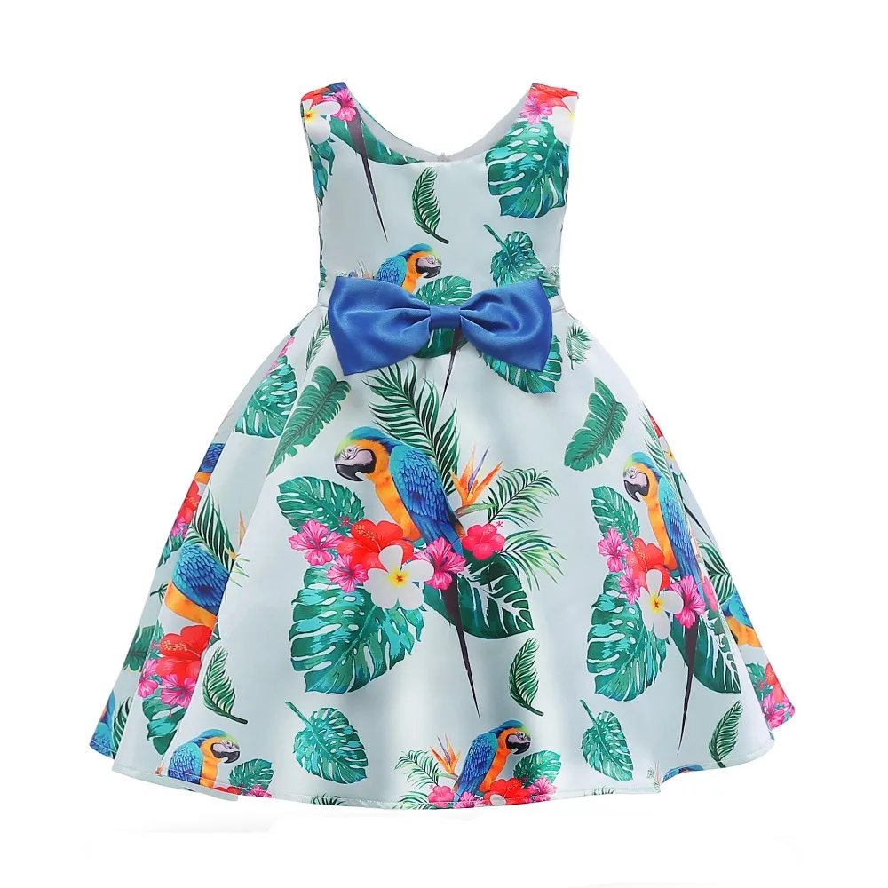 

Brand Baby Girl Print Bow Tie Evening Dresses Girls Clothes For 3-10 Years Old