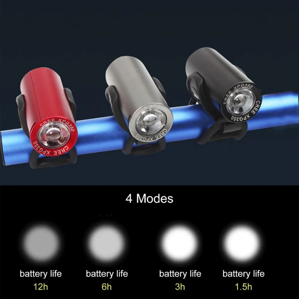 

350Lm LED 4 Modes Lihtness Bicycle Lamp Bike Light Headlight Cycling Torch Outdoor Bike Bicycle Light Accessories Black Red Gray