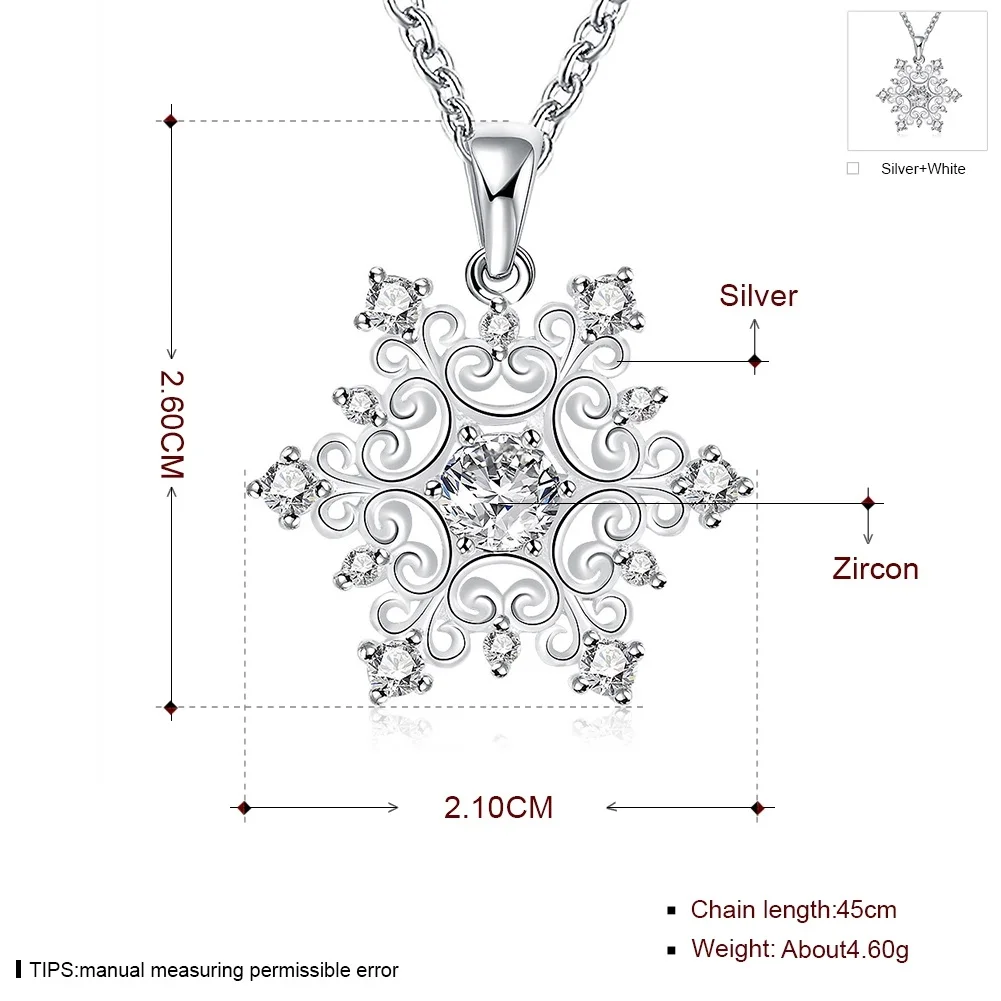 Европейское и американское классическое геометрическое циркониевое ожерелье для женщин ожерелье с подвеской «Снежинка» ожерелье из стерлингового серебра 925 пробы