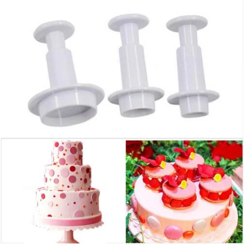 

3pcs Round Circle Spring Sugar Plunger Fondant cookie cutters Bakeware pastry utensil kitchen gadgets Cake Decorating tools