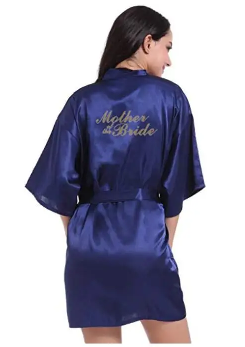 navy blue robe gold writing kimono bridal party robe bridesmaid sister mother of the groom bride robes wedding best gift