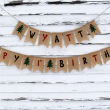 Пользовательское имя Lumberjack день рождения мешковины баннеры юбилей свадьба кляп обновление знак вечерние тканевые гирлянды фото реквизит
