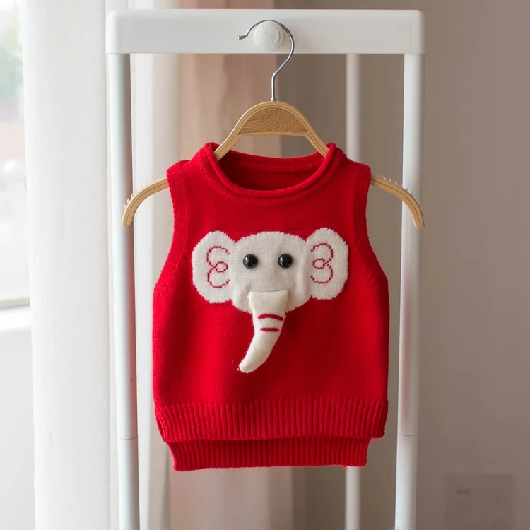 

Baby sweater 2019 spring and autumn children's sweater girl cartoon elephant sweater vest kids baby sweaters