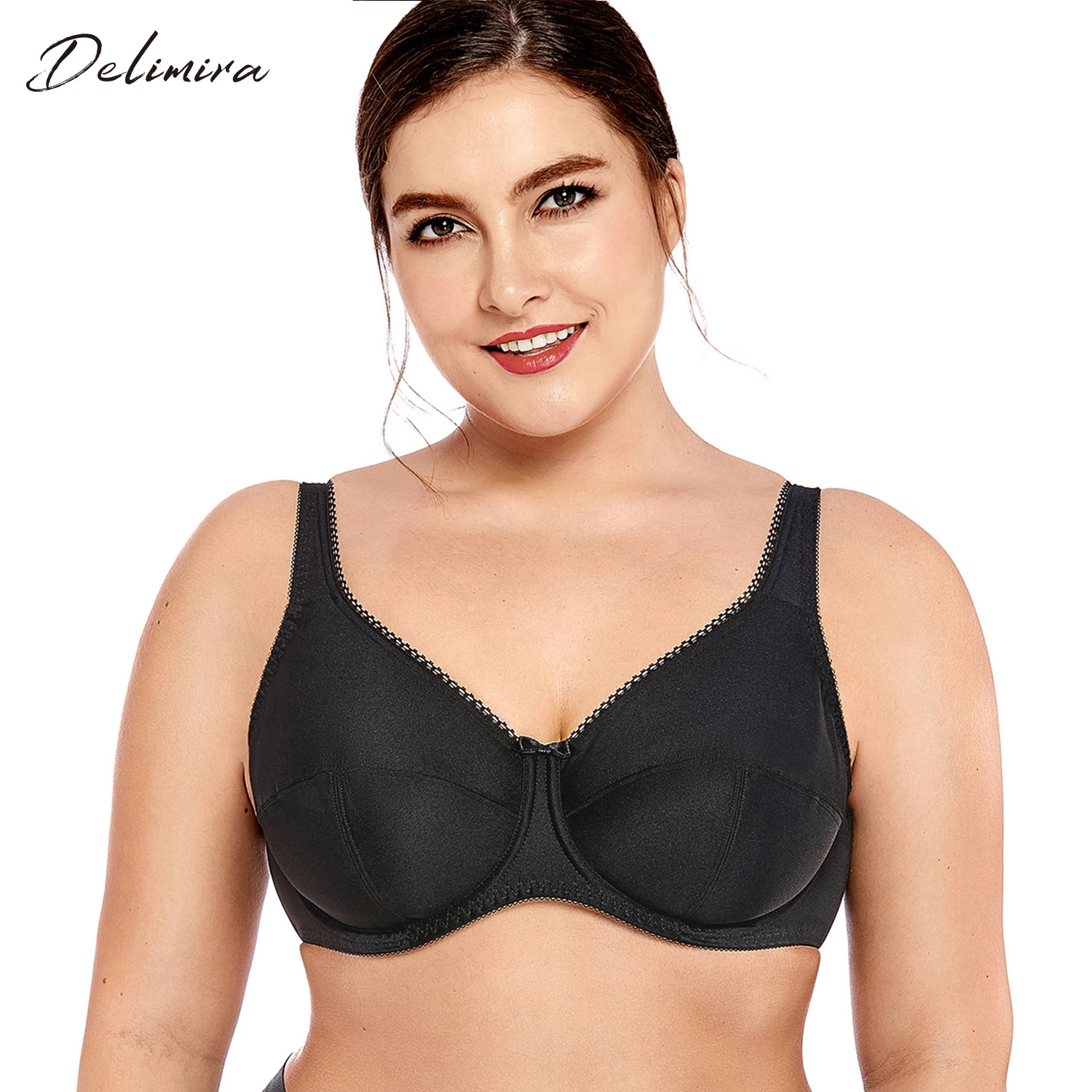 

DELIMIRA Women's Plus Size Full Coverage Non Padded Firm Support Control Underwired Bra