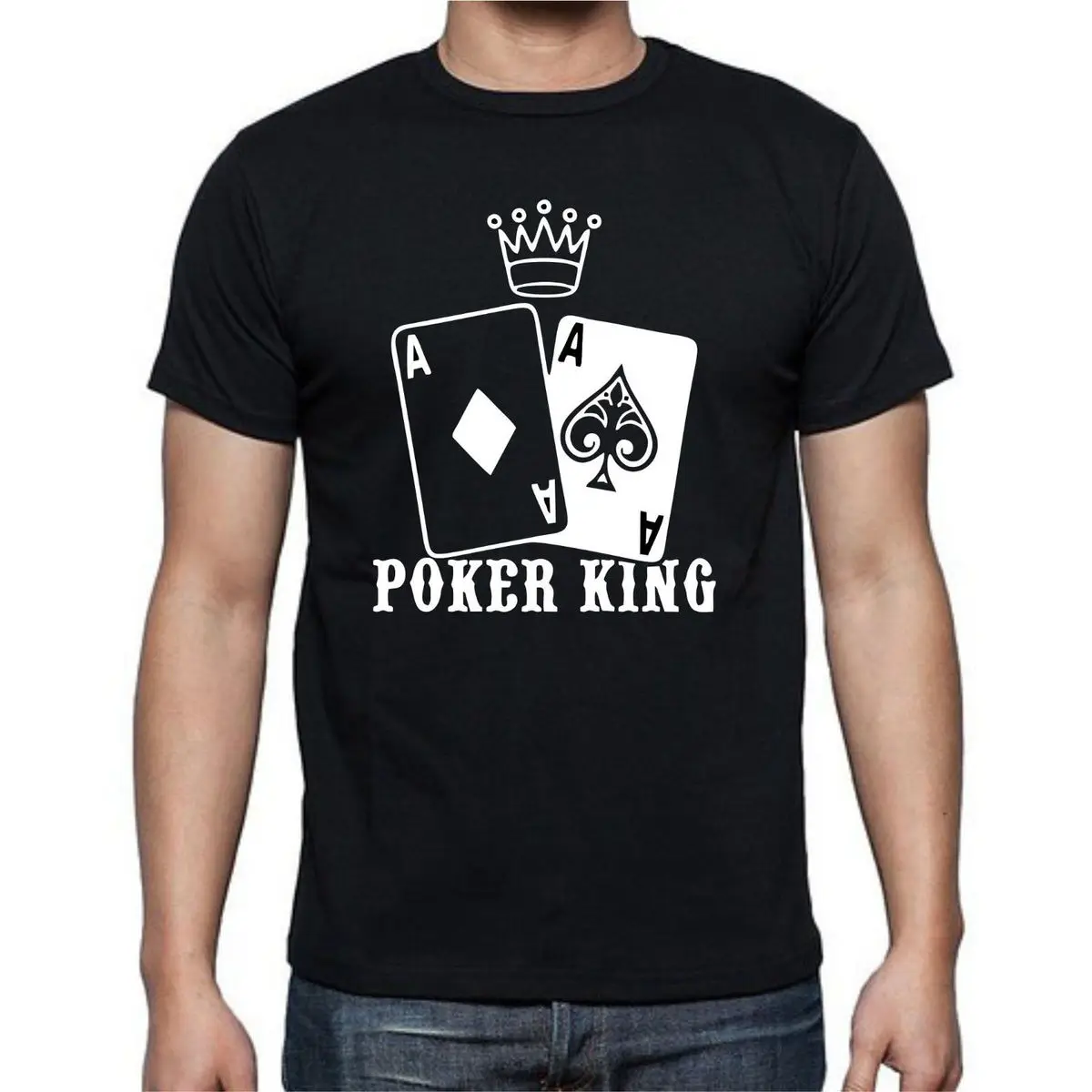 2019 Fashion Hot sale Poker King Ace Spades Diamonds Crown T shirt tee Tee shirt