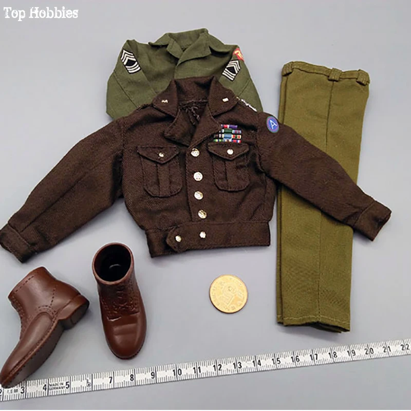 

1/6 Scale Clothes suit US soldier Military General Patton Senior Officer Uniform Jacket Suit Shirt Shoes Set Fit 12 Inch Figure