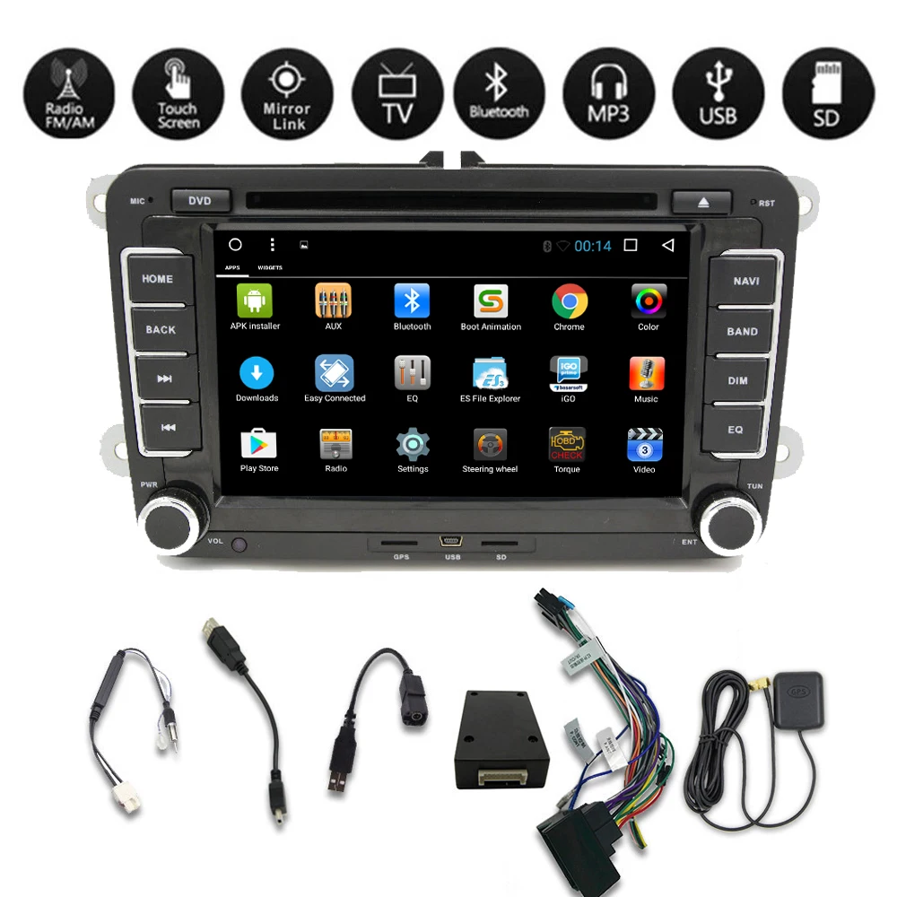 Автомобильный DVD плеер Android 9 1 7 дюймов 2Din для VW/Volkswagen/Skoda/Seat/Passat/POLO/GOLF Восьмиядерный
