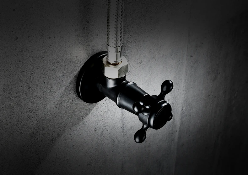 Черный угловой клапан античный латунный настенный угловой клапан для туалета Универсальный ограничитель воды треугольный клапан для крана и туалета
