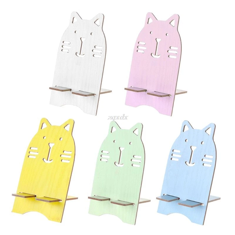 

Wooden Cute Cartoon Cat Universal Phone Stand Desk Cell Phone Holder Hot Sale