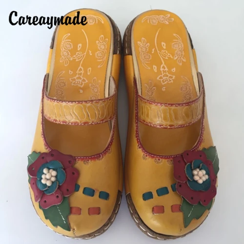 Женские повседневные босоножки Careaymade резная обувь ручной работы из воловьей