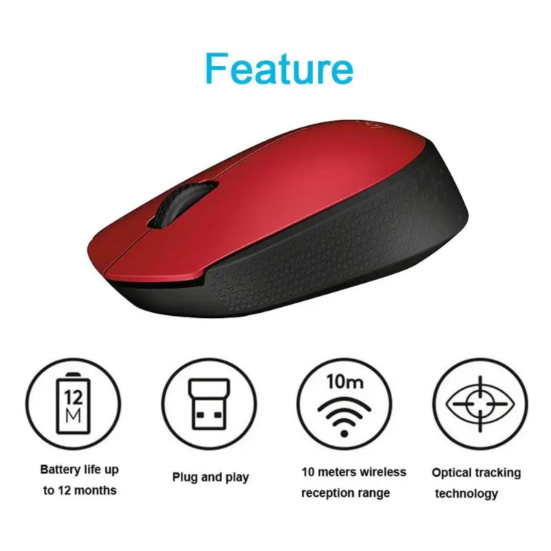 Logitech M170 2,4 ГГц Беспроводной Мышь 1000 Точек на дюйм 3 кнопки двухсторонняя колеса мыши с нано-приемник для ПК компьютер