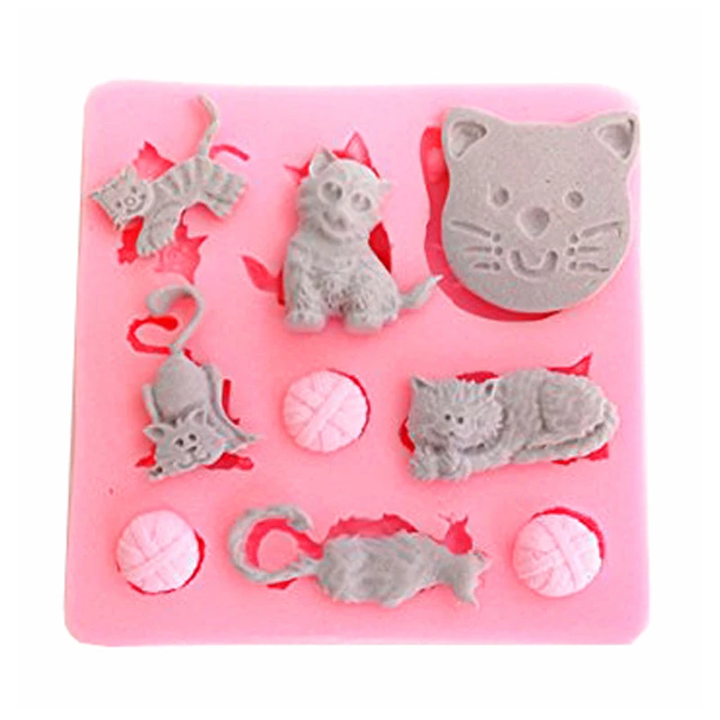 

Free shipping kinds of cat cooking tools wedding decoration Silicone mold baking Fondant Sugar Craft Molds DIY Cake fimo