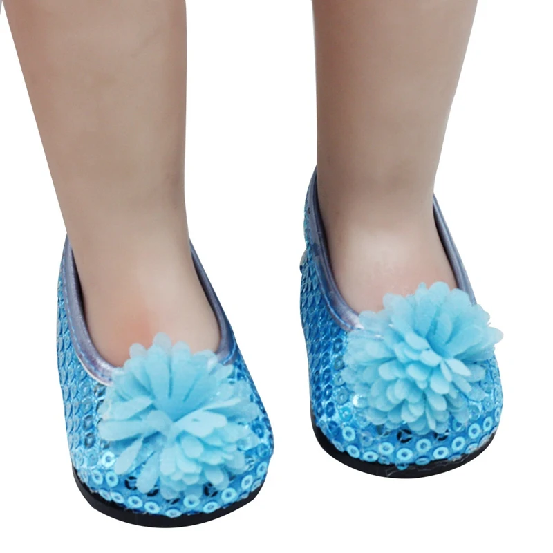 Doll Shoes 3 Colors Sequined Shoes Fit 43cm Baby Doll And 18 Inch Girl
