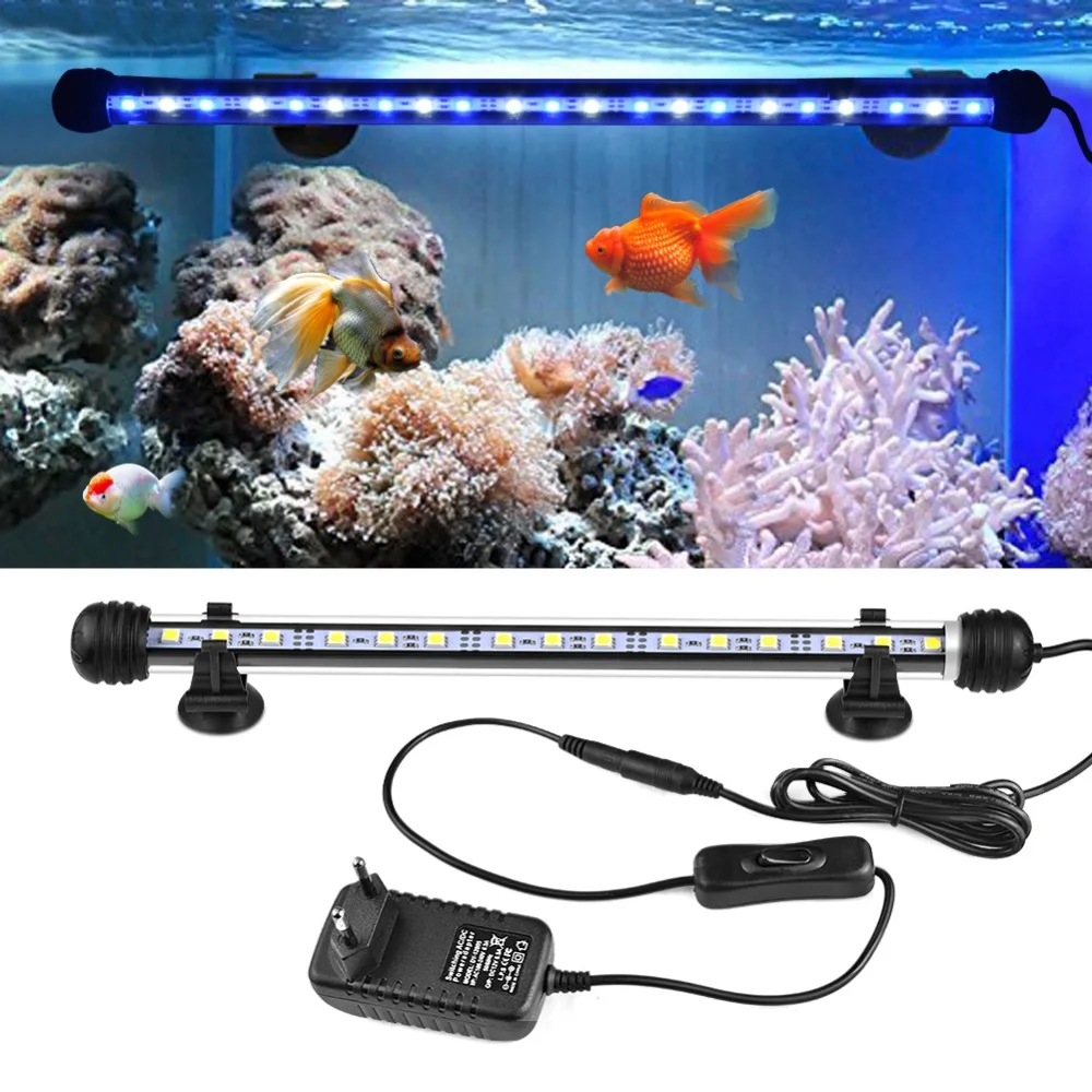

AIMENGTE 19/29/39/49cm Aquarium Fish Tank LED lamp White/White with Blue Waterproof Bar Air Bubble Lamp +110V-220V EU Plug