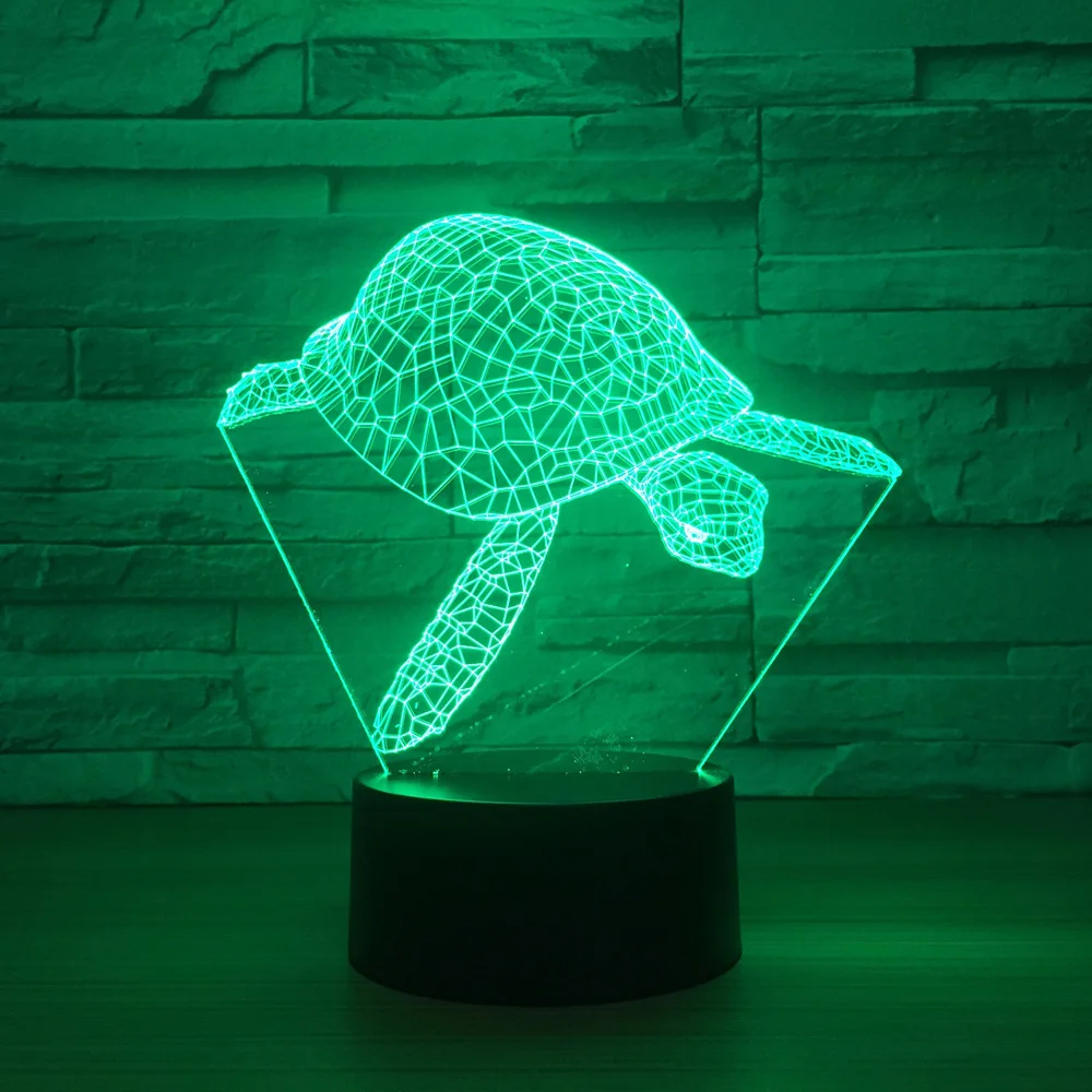 7 Colors Changing Sea Turtle Modelling Night Light Usb 3D Creative