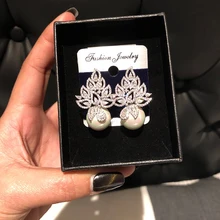 GODKI имитация жемчуга лист Коллекция Полный микро кубического циркония Проложить для женщин Свадебные обручение серьги ювелирные изделия наркомания