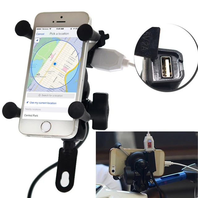Image result for 2 in 1 360 Degrees Rotation USB Charger GPS Phone Mount Motorcycle Motorbike Phone Holder USB Charge Holder