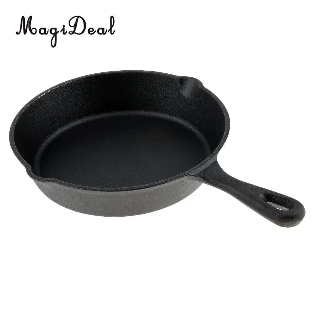 Cast Iron Skillet Non Stick Cooking Fry Pan BBQ Griddle Grilling Pre Seasoned Cook Camping Hiking Backpacking Home Use