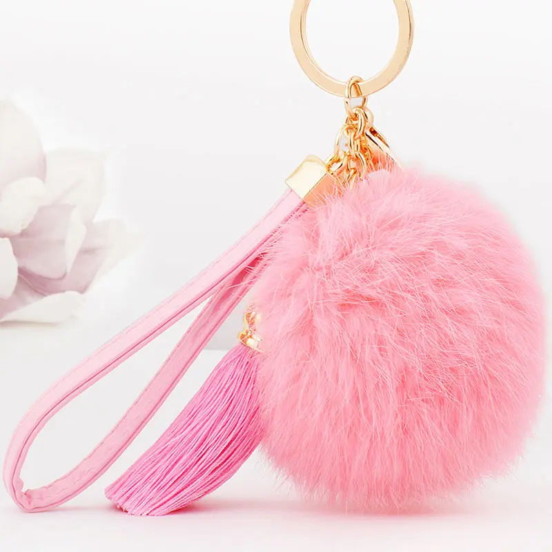3 Colors 1 Trinket 8cm Fur Ball Keyrings Key Chain Highly Genuine