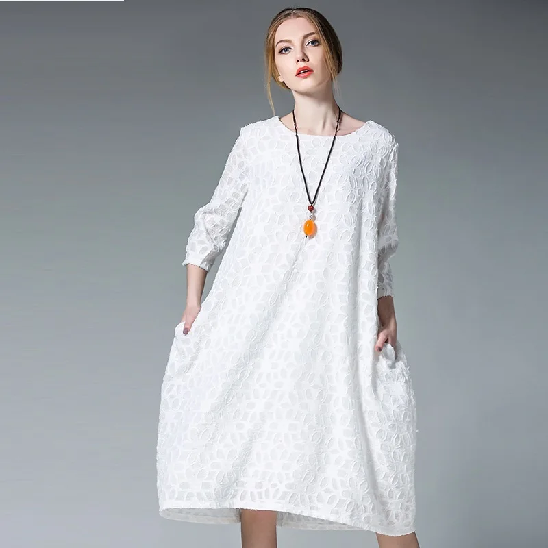 2017Summer Female plus size elegant loose fit bud Dress high end cut ...