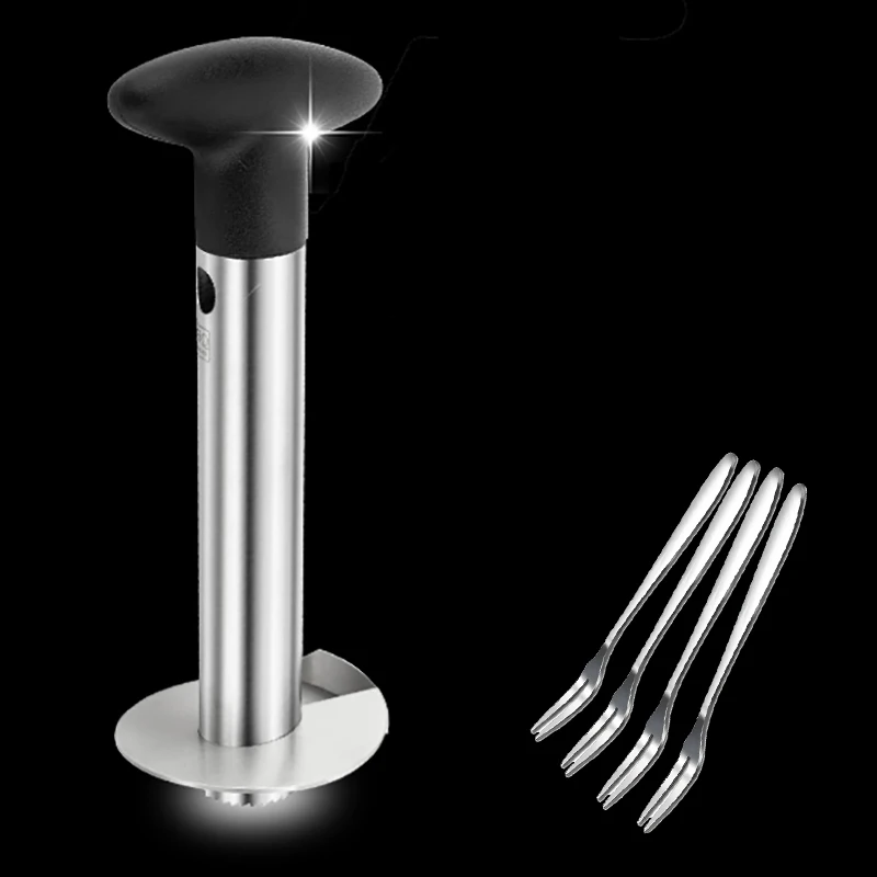 

1PC 304 Stainless Steel Pineapple Slicer With 4 Forks Muti-function Metal Pineapple Corer Zesters Fruit Tools Kitchen Gadgets