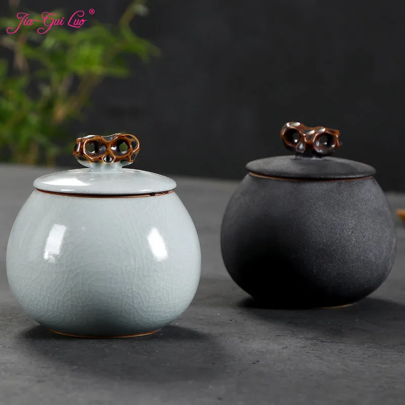 

JIA-GUI LUO Ceramic tea box dried fruit storage tank sealed bottle tea accessories home sealed cans receive gifts D072