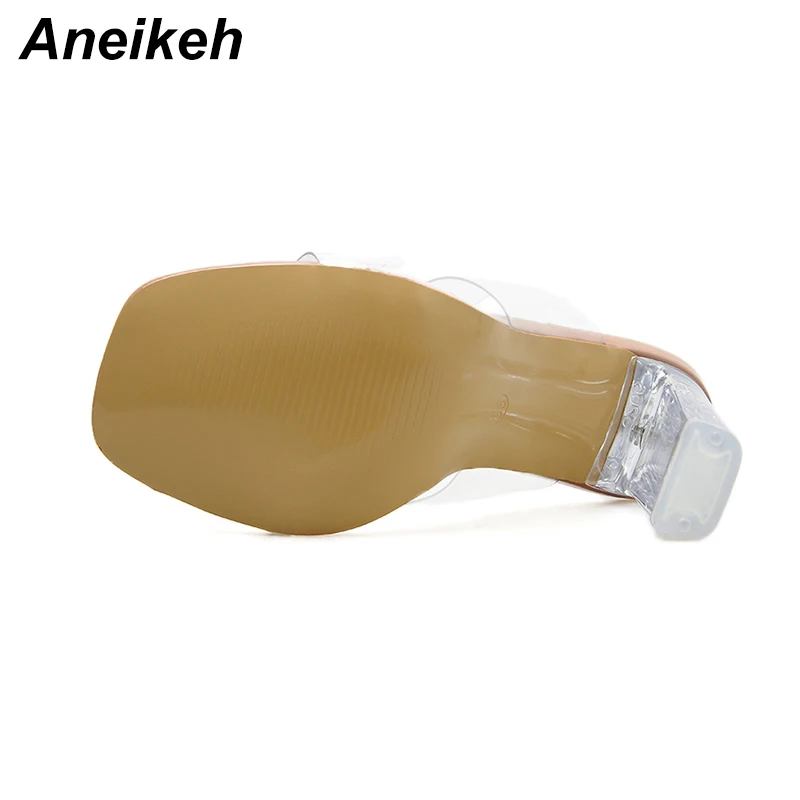 Новые прозрачные тапочки Aneikeh из ПВХ каблук с открытым носком плексигласа