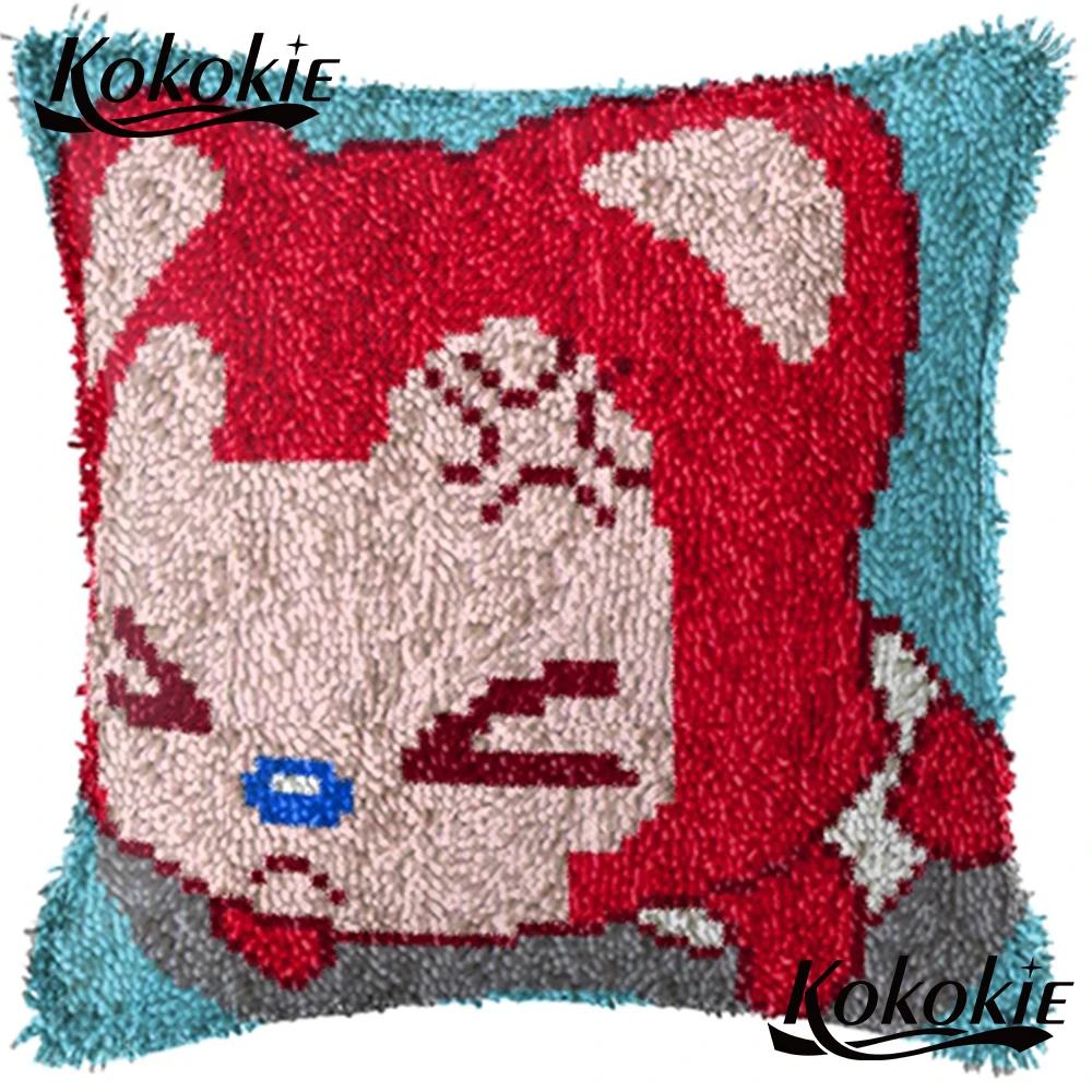 Latch Hook Kits Diy Rug Pillow Mat Fox Pattern 3d Carpet Cross Stitch Needlework Cushion