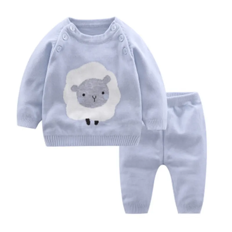 Wool Knitted Baby Girl Sweater Sets Cotton Full Sleeve Sweater+Pants Warm Baby Boy Clothing Sets Casual Bebes Suit Unisex Sets