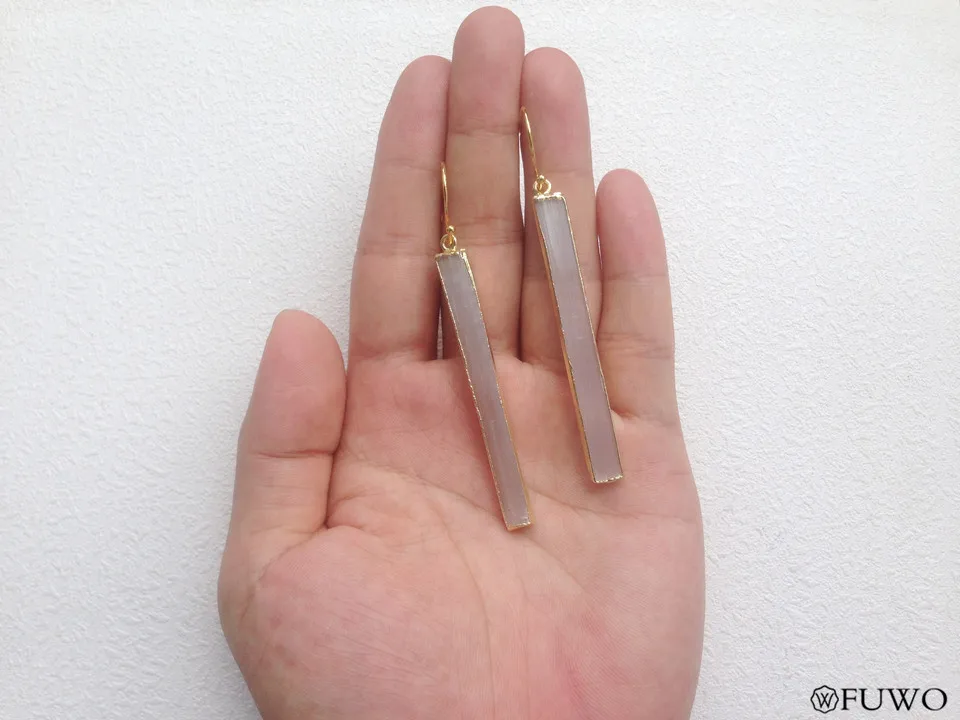 Natural Selenite Crystal Blade Earrings 11