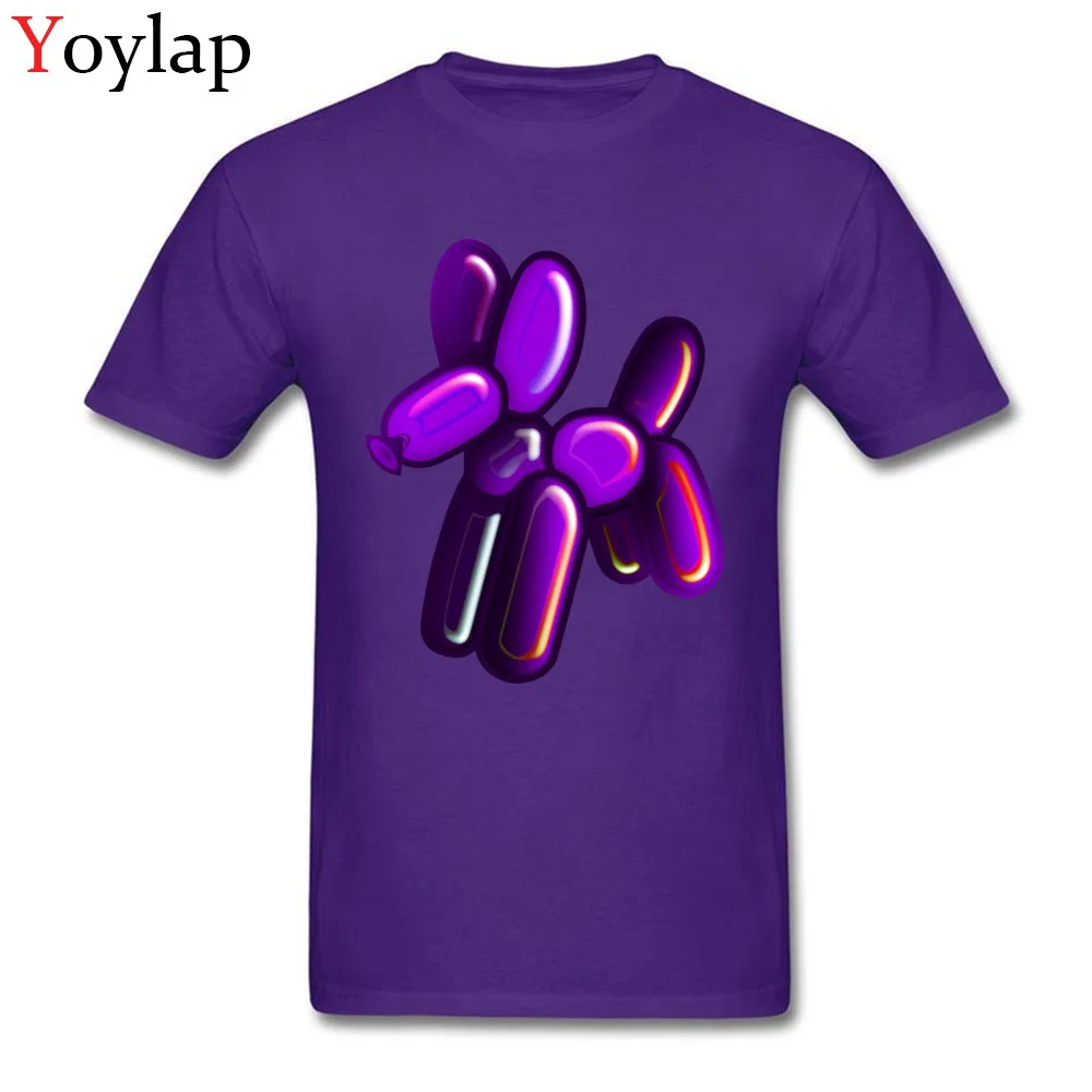 T-Shirt Casual Short Sleeve Newest O-Neck Cotton Fabric Tops Shirt Summer Summer Balloon Animal - Dog (purple) Clothing Shirt for Men purple