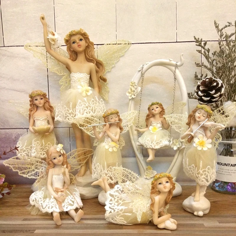 

resin Angel sculpture Beautiful Girl Love music play the vilion Flower fairy Gareden Figurines wedding gift home decoration