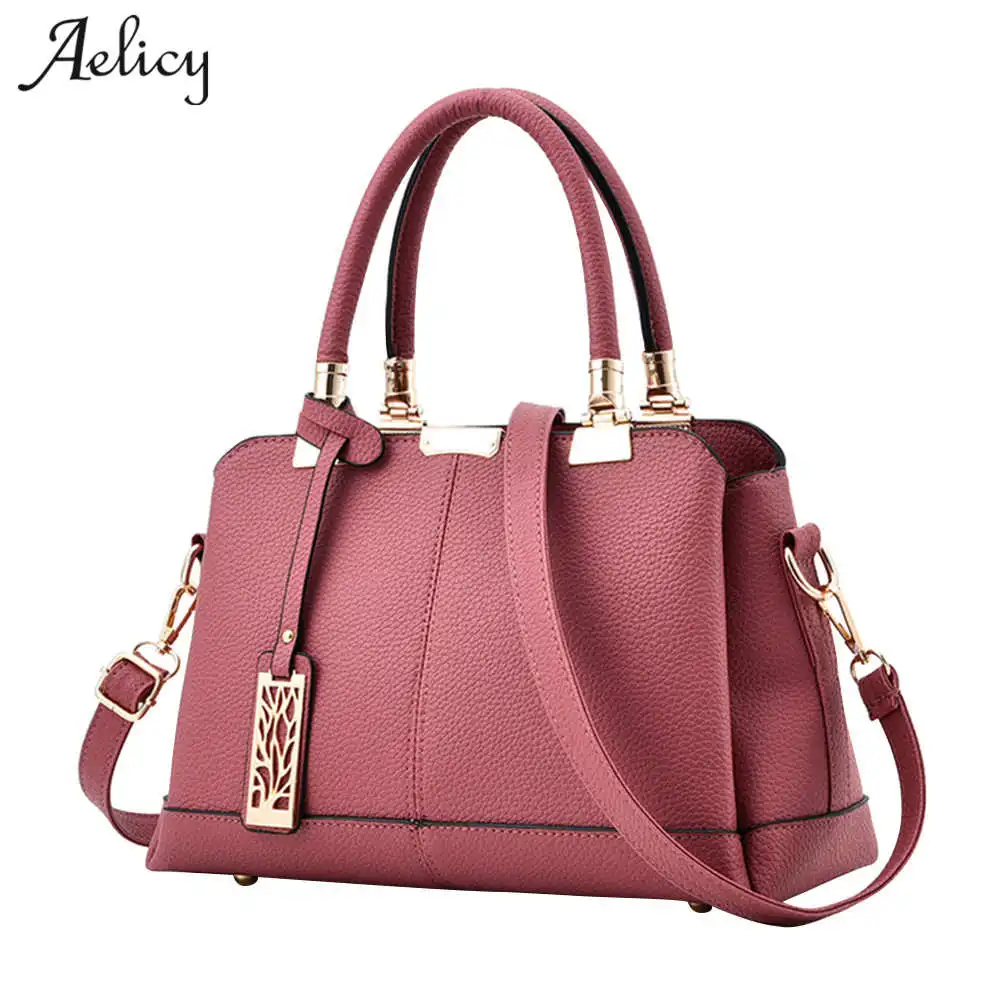Koop Aelicy Tas Vrouwen Pu Lederen Tote Merknaam Tas Dames Handtas Lady Avondtassen Solid Vrouwelijke Messenger Schoudertas sac een belangrijkste