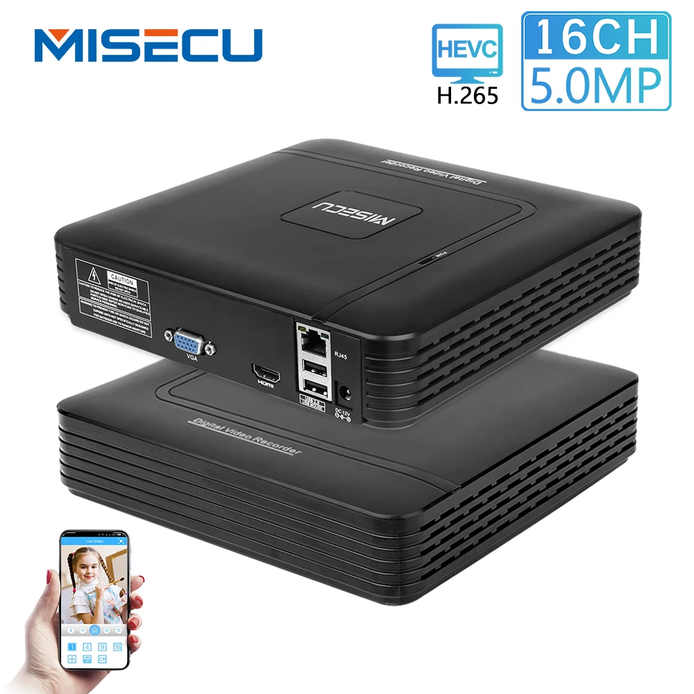 Скидка MISECU H.265 мини NVR Full HD реальный P2P 16CH 8CH 5MP 16CH 1080P видео рекордер детектор движения ONVIF для ip камеры системы безопасности