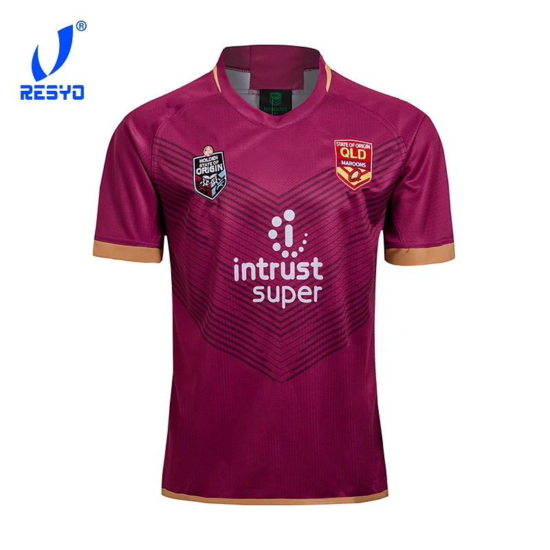 RESYO для 2018 QLD MEN'S MAROONS Регби Джерси Спортивная рубашка Размер: Free - Цена: 