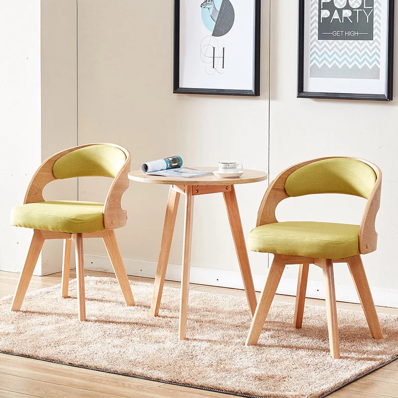 

Modern Fabric Solid Wood Rotating Dining Chair Leisure Coffee Shop Restaurant Home Study Bedroom Office Meeting Computer Chair