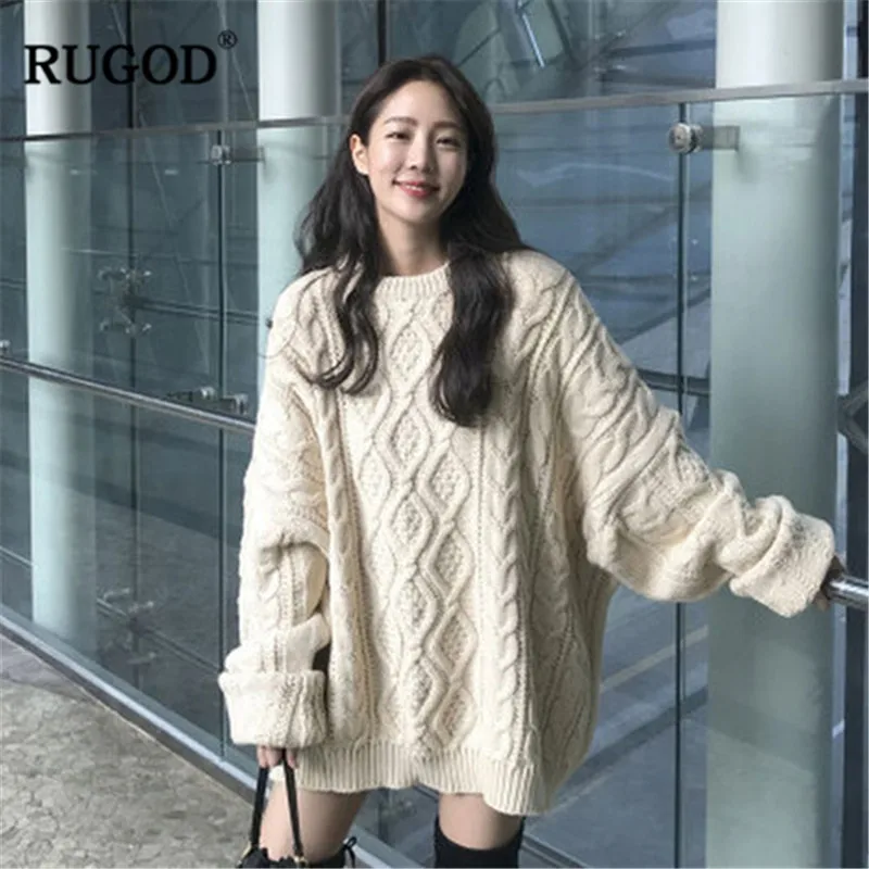 

RUGOD Fashion Women Pullovers Solid Casual Plus Size Women Sweaters 2018 New Knitted Winter Clothes pull femme hiver