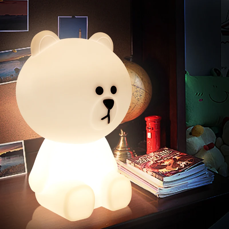 Коричневая лампа медведь светодиодный детский Ночной светильник Настольная лампа Рождественский креативный lamparas lampe светильник для детской комнаты