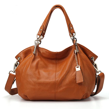 Офисные женские сумки Qiwang из натуральной кожи, сумка на плечо, роскошная брендовая черная сумка для женщин, Повседневная сумка, большая емкость - Цвет: 8136 brown