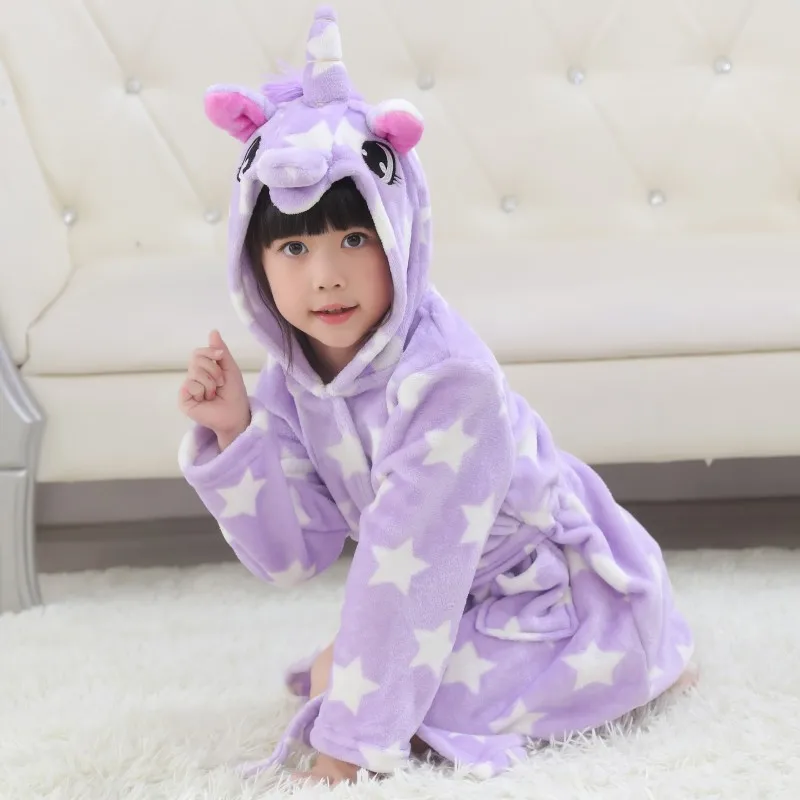 big baby sleepwear Kigurumi Children Bathrobe Baby Bath Robe Animal Rainbow Unicorn Hooded Bathrobes For Boys Girl Pyjamas Nightgown Kids Sleepwear best toddler nightgown