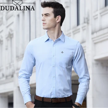 

Dudalina Shirt Male Solid Shirt Brand Clothing Pocket Mens Long Sleeve Shirt Plus Size Slim Fit Shirt Casual Men Clothes 9XL