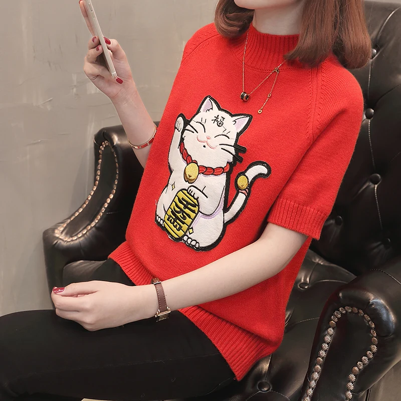 6618 (Hall 8 ranked No. 3 on the new shoot) half sleeve cat head sweater 37 | Женская одежда