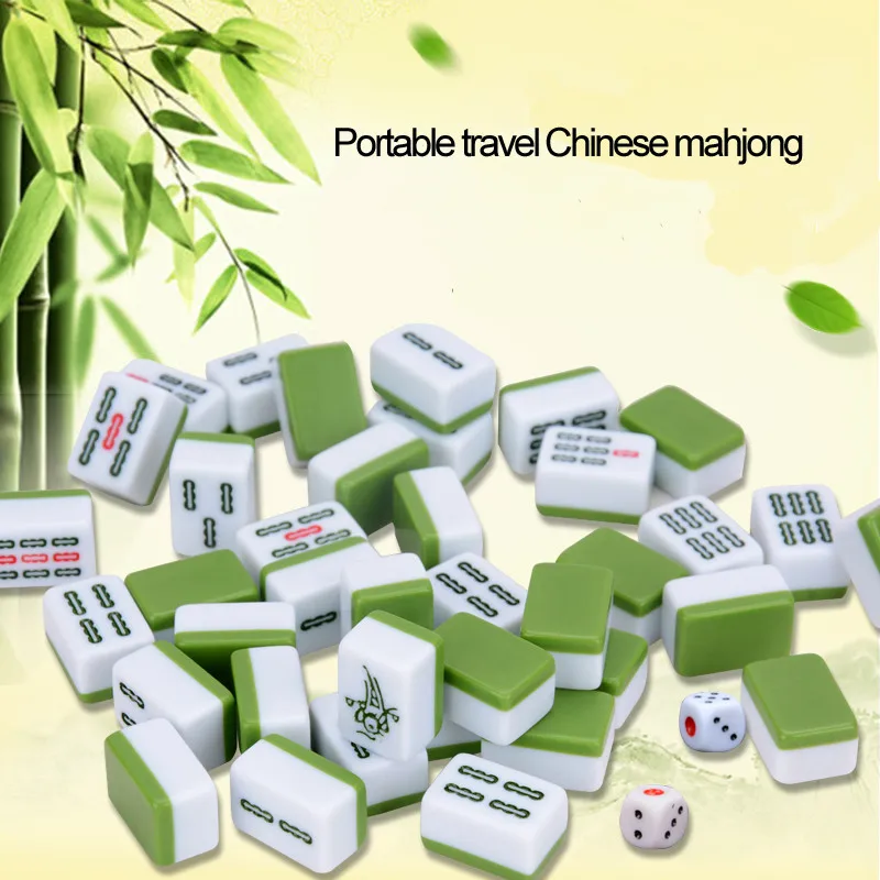 

Mini Portable travel Whole set Mah-Jong 22# Size 22X15X12mm Table game Small Chinese mahjong tiles with Storage box