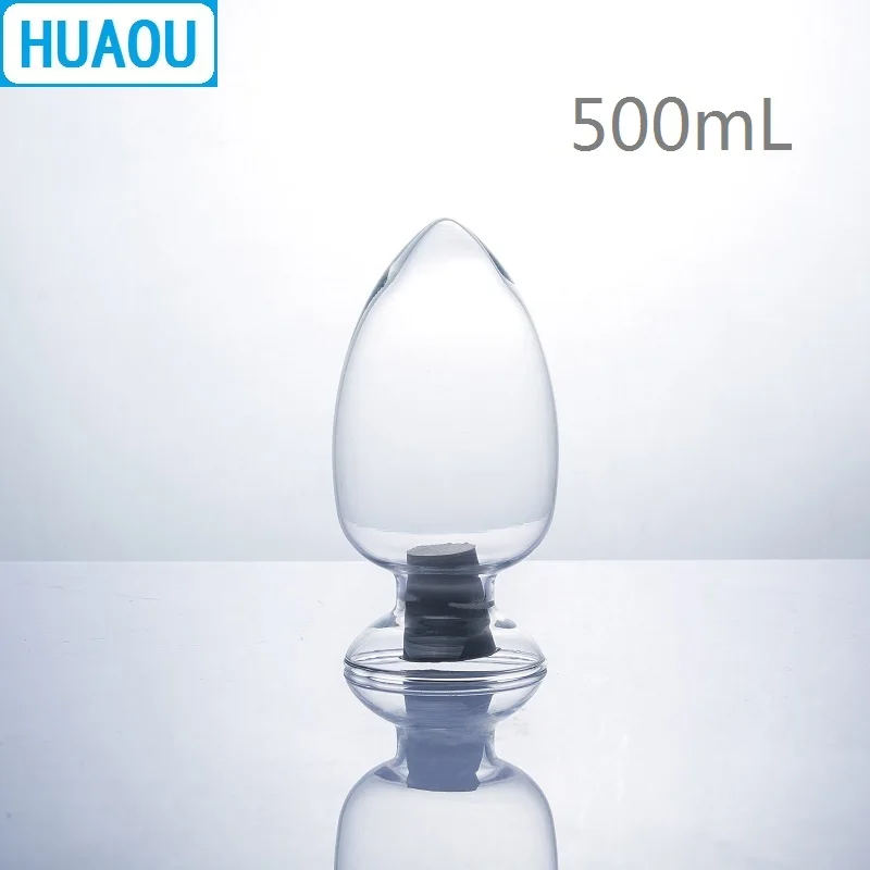 HUAOU 500 мл стеклянная конусная бутылка образец дисплея коническая форма сердца с резиновой пробкой лабораторное химическое оборудование
