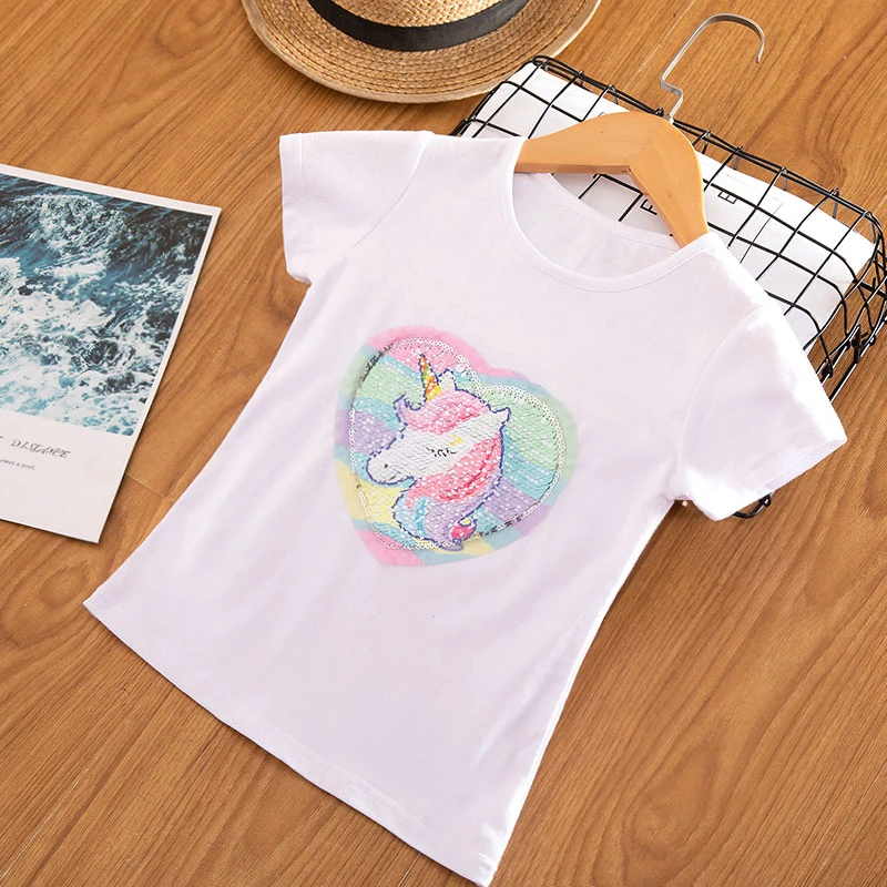 Детская летняя футболка детская футболка с принтом в виде лица единорога для девочек забавная Одежда для маленьких девочек футболки для маленьких девочек