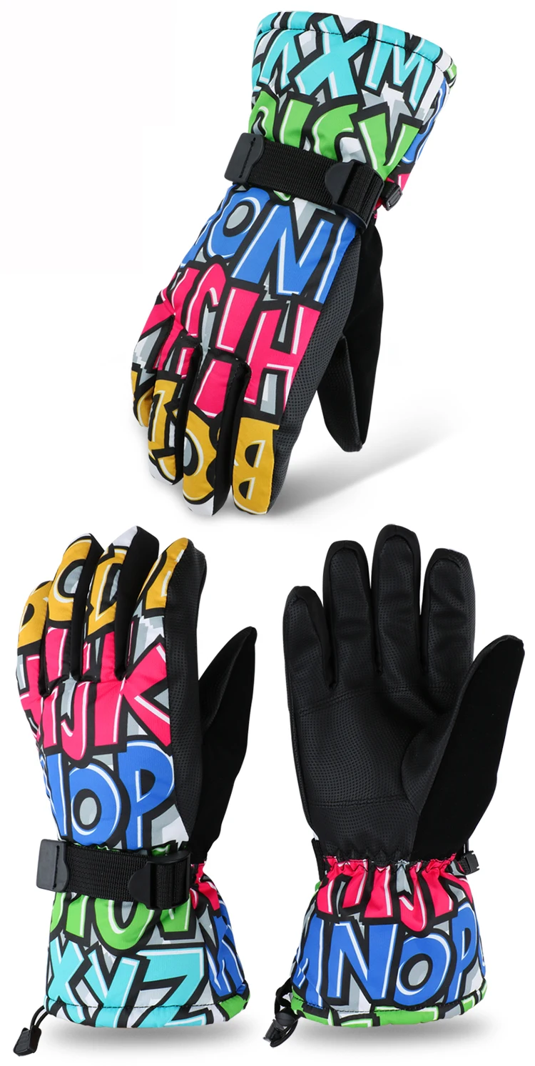 Зимние-30 утолщенные лыжные перчатки мужские и женские детские ветрозащитные непромокаемые регулируемые сноубордические перчатки для